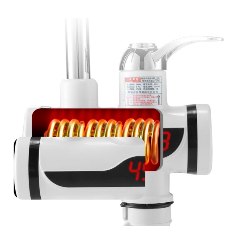 Rubinetto elettrico istantaneo per acqua calda da cucina, scaldabagno caldo e freddo, spina europea, Lamp Display Lower Water Inlet, Lamp Display Side Water Inlet, Lamp Display Leakage Protection Lower Water Inlet                                       ...