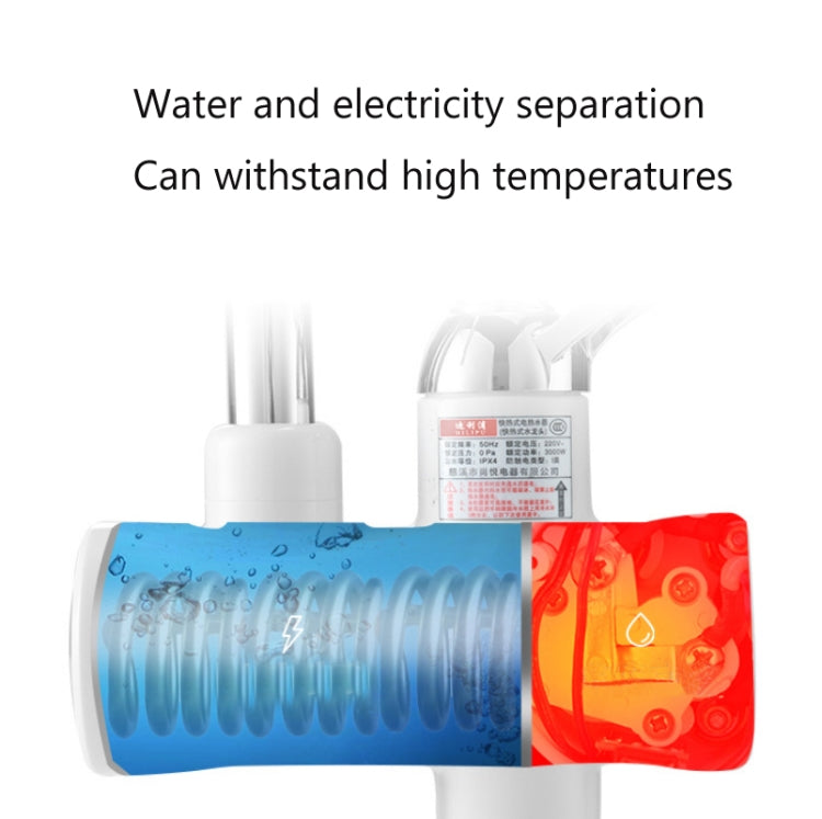 Rubinetto elettrico istantaneo per acqua calda da cucina, scaldabagno caldo e freddo, spina europea, Lamp Display Lower Water Inlet, Lamp Display Side Water Inlet, Lamp Display Leakage Protection Lower Water Inlet                                       ...