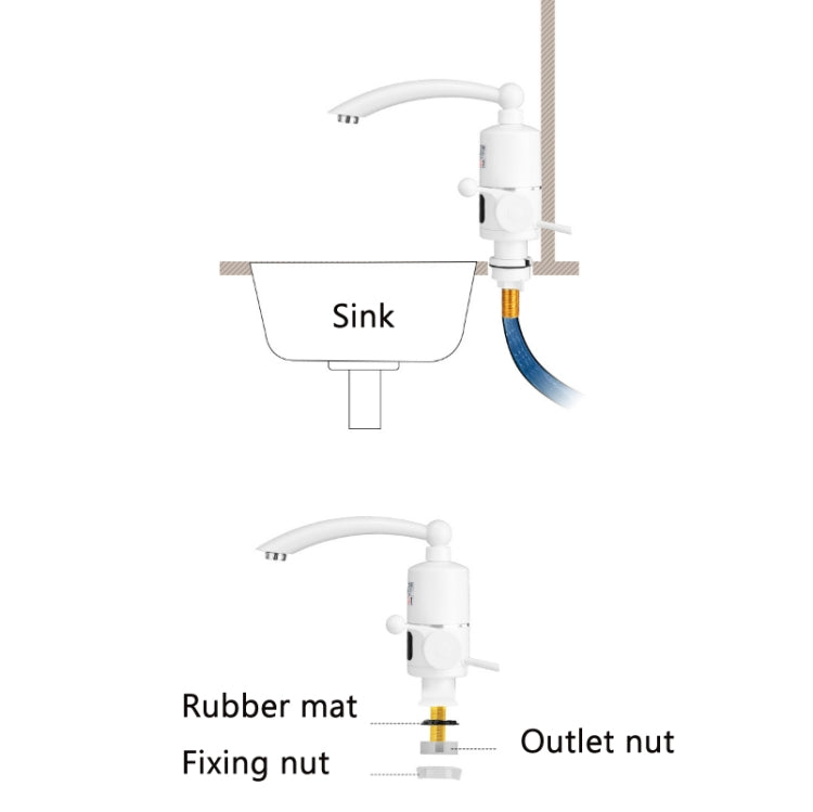 Rubinetto per riscaldamento elettrico con display digitale Riscaldatore di acqua calda istantaneo Spina europea, Digital Display Horizontal Tube, Digital Display Elbow, Digital Horizontal Tube With Leakage Protection, Digital Elbow With Leakage Protect...
