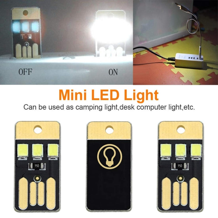 Luce notturna a LED con portachiavi di alimentazione USB Mini Pocket Card da 10 pezzi