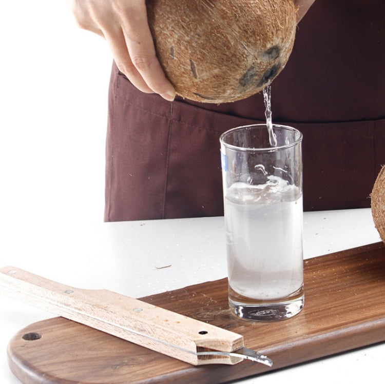 Apriscatole multifunzionale in acciaio inossidabile con guscio di noce di cocco con manico in legno, coltello per carne di cocco, gadget da cucina, Coconut Shell Opener