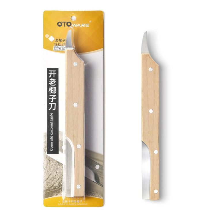 Apriscatole multifunzionale in acciaio inossidabile con guscio di noce di cocco con manico in legno, coltello per carne di cocco, gadget da cucina, Coconut Shell Opener