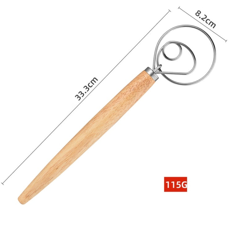 Frusta a spirale con asta di miscelazione in acciaio inossidabile per impastare la farina con manico in rovere da 2 pezzi da 13 pollici, Single Circle Agitator, Double Circle Agitator, Three Circle Agitator
