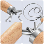 Frusta a spirale con asta di miscelazione in acciaio inossidabile per impastare la farina con manico in rovere da 2 pezzi da 13 pollici, Single Circle Agitator, Double Circle Agitator, Three Circle Agitator