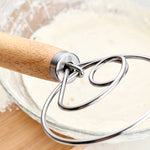 Frusta a spirale con asta di miscelazione in acciaio inossidabile per impastare la farina con manico in rovere da 2 pezzi da 13 pollici, Single Circle Agitator, Double Circle Agitator, Three Circle Agitator