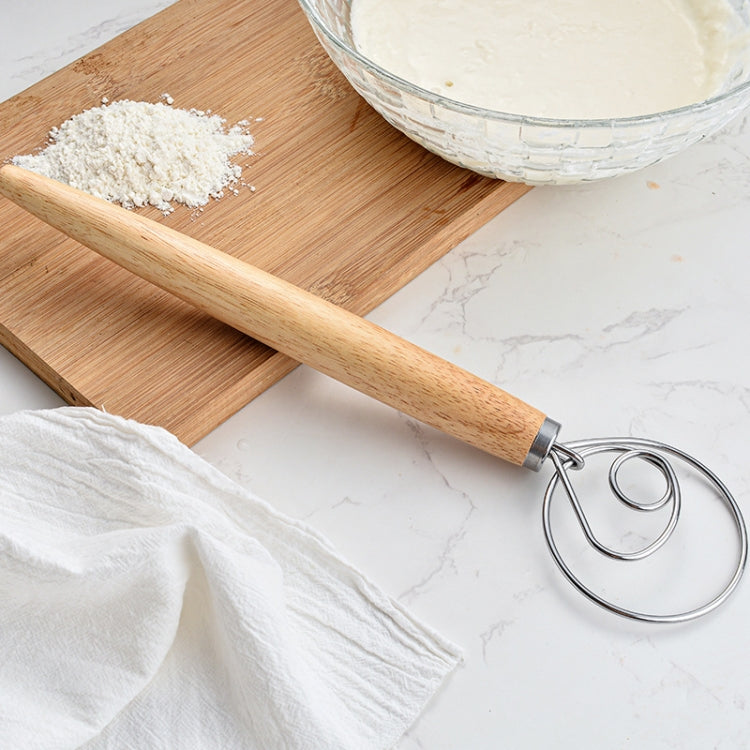 Frusta a spirale con asta di miscelazione in acciaio inossidabile per impastare la farina con manico in rovere da 2 pezzi da 13 pollici, Single Circle Agitator, Double Circle Agitator, Three Circle Agitator