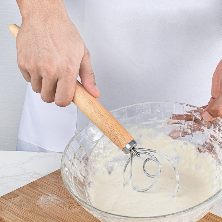 Frusta a spirale con asta di miscelazione in acciaio inossidabile per impastare la farina con manico in rovere da 2 pezzi da 13 pollici, Single Circle Agitator, Double Circle Agitator, Three Circle Agitator