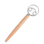 Frusta a spirale con asta di miscelazione in acciaio inossidabile per impastare la farina con manico in rovere da 2 pezzi da 13 pollici, Single Circle Agitator, Double Circle Agitator, Three Circle Agitator
