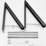 Stendino invisibile in alluminio spaziale multifunzionale, Black, Double Black + 80cm Crossbar, Double Black + 120cm Crossbar