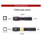 Zoom telescopico Torcia a luce forte Torcia a LED ricaricabile magnetica potente, Silver Head (No Battery, No Charger), Black Head (No Battery, No Charger), Silver Head (With Battery, EU Plug Charger), Black Head (With Battery, EU Plug Charger)