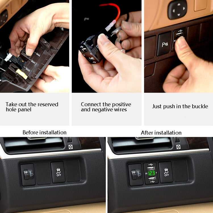 Modifica non distruttiva del foro originale del caricatore per auto del caricatore per auto doppio USB con linea adatta per Toyota