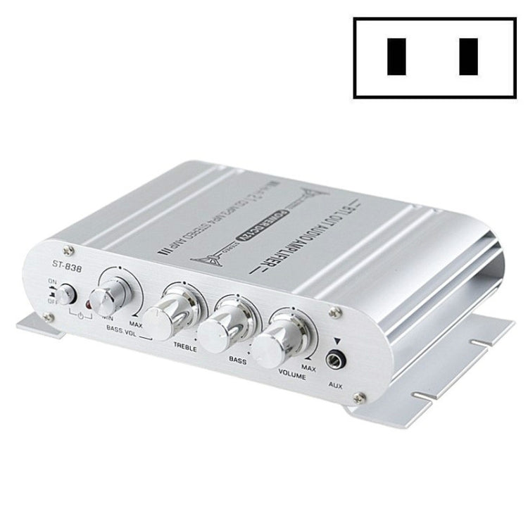 ST-838 Mini Digital Hi-Fi Amplificatore di potenza a 2.1 canali Lettore audio per basso stereo CD MP3 MP4 Altoparlante per PC, US Plug, EU Plug