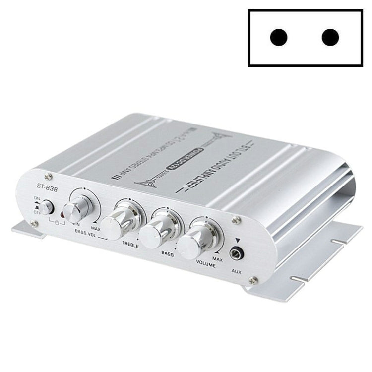 ST-838 Mini Digital Hi-Fi Amplificatore di potenza a 2.1 canali Lettore audio per basso stereo CD MP3 MP4 Altoparlante per PC, US Plug, EU Plug