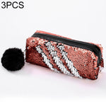 Astuccio reversibile con paillettes da 3 pezzi per materiale scolastico per ragazze Borsa per trucco magica regalo di cancelleria super grande