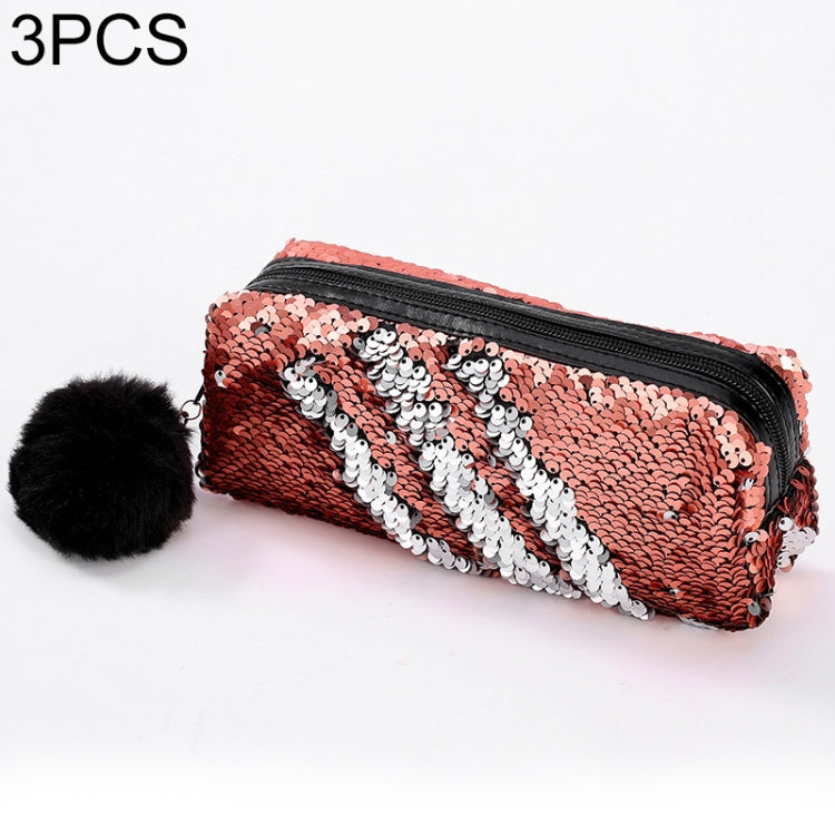 Astuccio reversibile con paillettes da 3 pezzi per materiale scolastico per ragazze Borsa per trucco magica regalo di cancelleria super grande