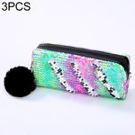 Astuccio reversibile con paillettes da 3 pezzi per materiale scolastico per ragazze Borsa per trucco magica regalo di cancelleria super grande