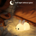 Luce notturna a LED per conigli in silicone Ricarica USB Dual-Tone Light Pat Light