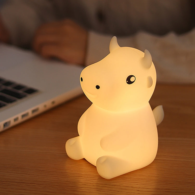 JX-YD-08 Silicone Vitello Cow Night Light LED Colorful Dimming Pat Sleeping Bedside Lamp, JX-YD-08 Calf Cow