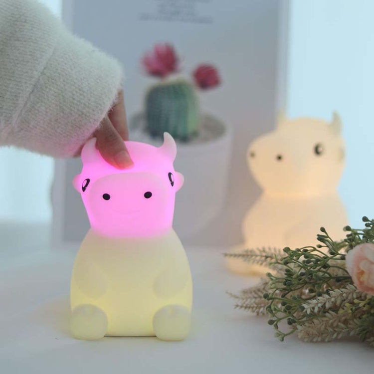 JX-YD-08 Silicone Vitello Cow Night Light LED Colorful Dimming Pat Sleeping Bedside Lamp, JX-YD-08 Calf Cow