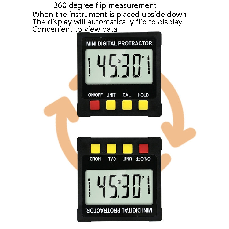 Inclinometro con display digitale elettronico Goniometro di livello inclinato Righello angolare magnetico a quattro lati, Magnetic Angle Ruler