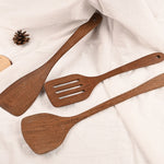 Utensili da cucina con spatola in legno, ali di pollo non verniciate, manico lungo, Large Spatula, Large vegetable Spatula, Oblique Spade, Square Curved Spade, 3 Square Curved Spade