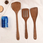 Utensili da cucina con spatola in legno, ali di pollo non verniciate, manico lungo, Large Spatula, Large vegetable Spatula, Oblique Spade, Square Curved Spade, 3 Square Curved Spade