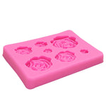2 pezzi fai da te sapone fatto a mano cioccolato fondente stampo da forno stampo in silicone 3D fiore rosa decorazione torta, Flower Shape(Pink), Flower Shape(Gray)