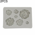2 pezzi fai da te sapone fatto a mano cioccolato fondente stampo da forno stampo in silicone 3D fiore rosa decorazione torta, Flower Shape(Pink), Flower Shape(Gray)