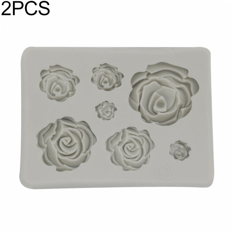 2 pezzi fai da te sapone fatto a mano cioccolato fondente stampo da forno stampo in silicone 3D fiore rosa decorazione torta, Flower Shape(Pink), Flower Shape(Gray)