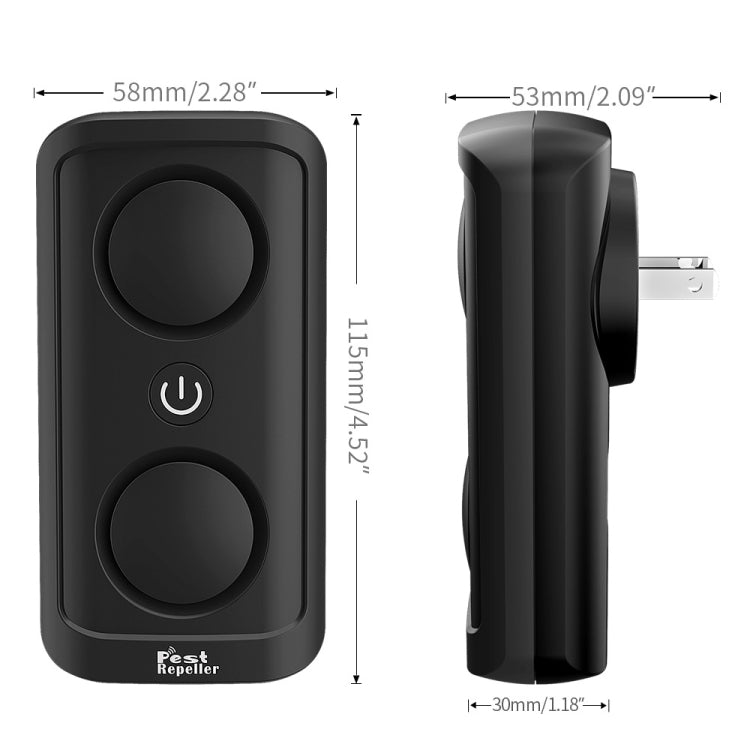BG302 Repellente per insetti ad ultrasuoni repellente per zanzare con conversione di frequenza intelligente a doppio altoparlante, US Plug 110V, EU Plug 220V, UK Plug 220V, JP Plug 110V