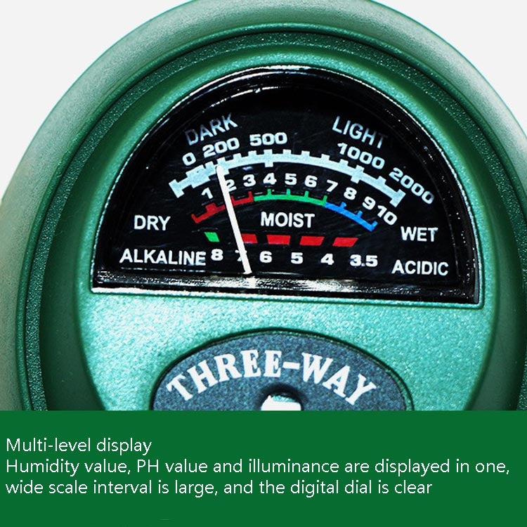 3 in 1 rilevatore di terreno misuratore di umidità a secco per terreno a testa tonda con penna per test di intensità della luce, 3 In 1
