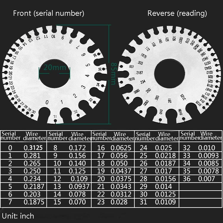 Calibro per filo in acciaio inossidabile Modello Controllo saldatura Righello Spessore Righello Calibro per saldatura a filo, Wire Welding Gauge