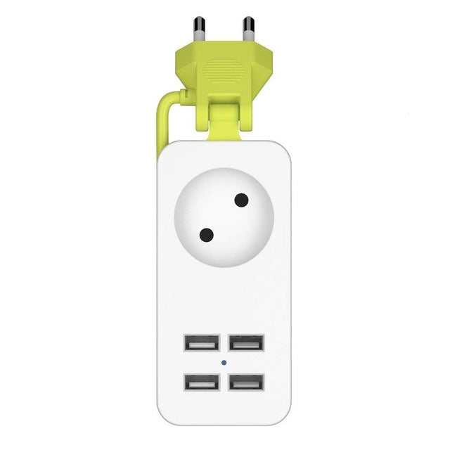 Multipresa 1/2 Spina UE 4 Porte USB 1200W 250V Cavo da 1,5 m Presa multipla portatile a muro, EU Plug Outlets