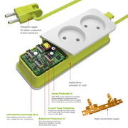 Multipresa 1/2 Spina UE 4 Porte USB 1200W 250V Cavo da 1,5 m Presa multipla portatile a muro, EU Plug Outlets