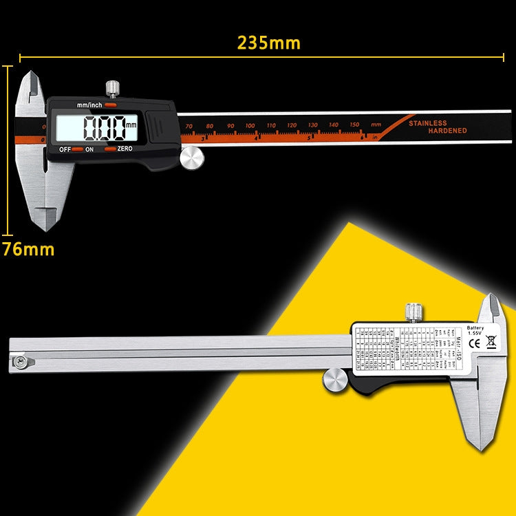 Calibro a corsoio elettronico ad alta precisione con display digitale, corpo in plastica, 0-150 mm, 2 Units of mm/inch, 3 Units of mm/in/f
