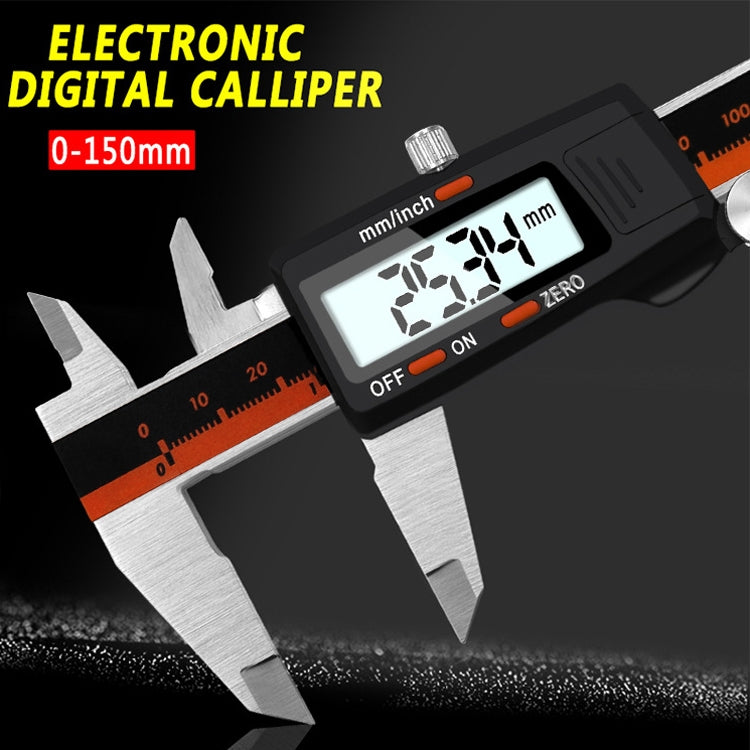 Calibro a corsoio elettronico ad alta precisione con display digitale, corpo in plastica, 0-150 mm, 2 Units of mm/inch, 3 Units of mm/in/f