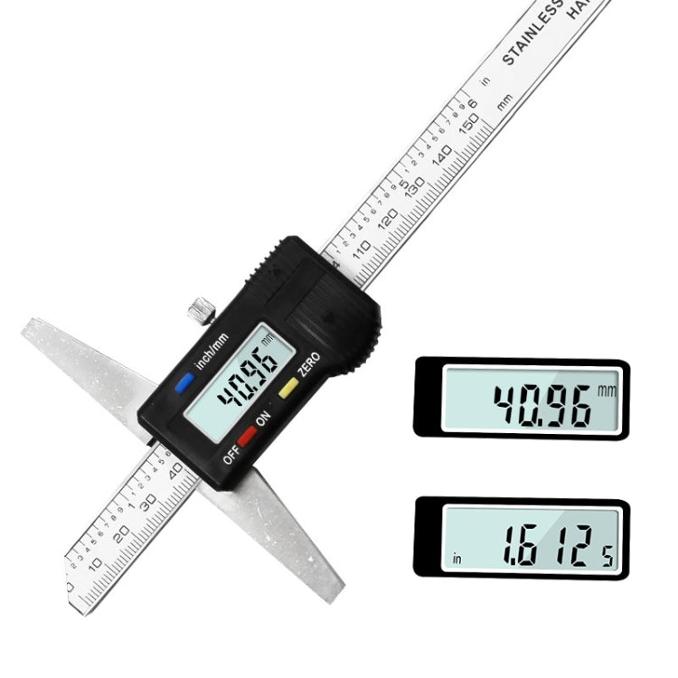 0-150mm Display digitale Calibro di profondità Calibro Vernier Caliper Righello di misurazione della profondità, 0-150mm