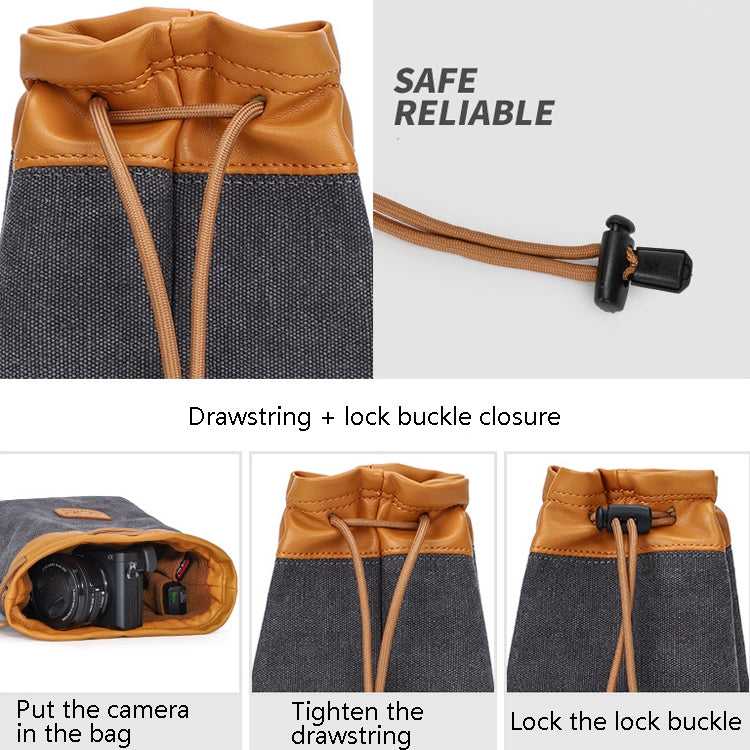 S.C.COTTON Fodera Borsa Protezione digitale impermeabile Borsa per obiettivi SLR portatile Borsa per micro fotocamera singola Borsa fotografica, Beige L, Carbon Black L, Gray L, Beige M, Carbon Black M, Gray M, Beige S, Carbon Black S, Gray S