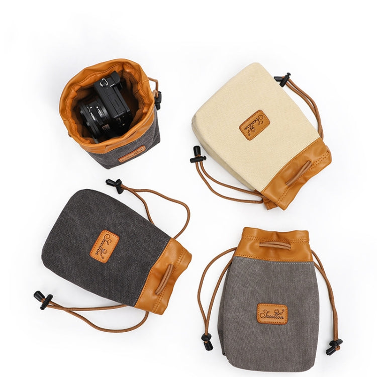S.C.COTTON Fodera Borsa Protezione digitale impermeabile Borsa per obiettivi SLR portatile Borsa per micro fotocamera singola Borsa fotografica, Beige L, Carbon Black L, Gray L, Beige M, Carbon Black M, Gray M, Beige S, Carbon Black S, Gray S