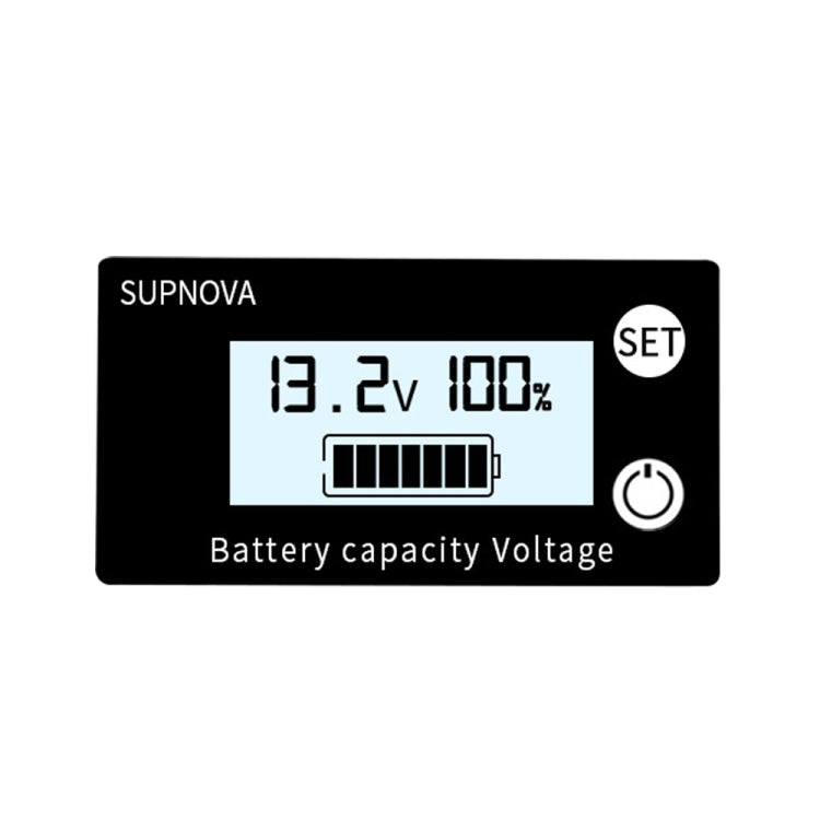 SUPNOVA DC 8-100V Indicatore di capacità della batteria Voltmetro Indicatore di tensione, Stile:, White, White + Alarm + Temperature, Blue, Blue +Alarm + Temperature