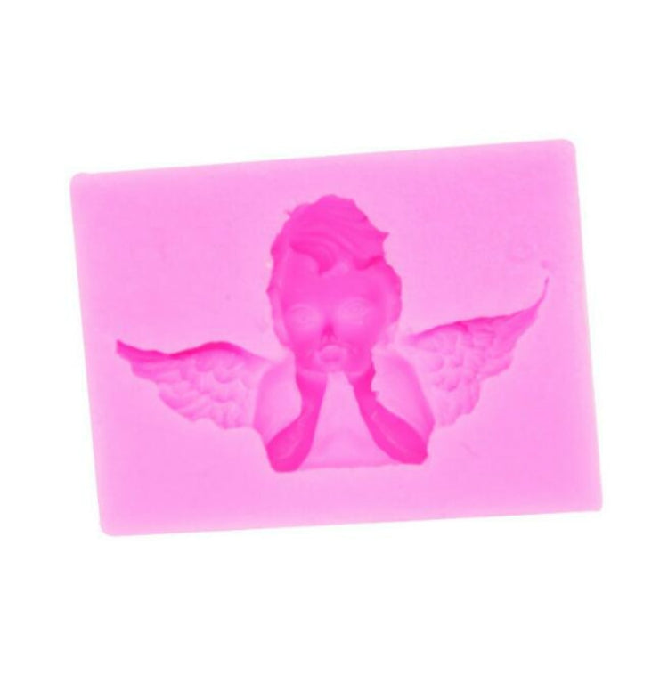 2 pezzi di stampo in silicone per torta fondente a forma di angelo, aroma di argilla morbida, decorazione in plastica di gesso, Angel Shape