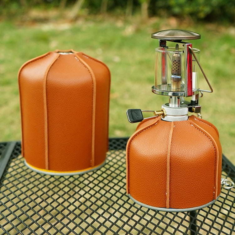Custodia in pelle per serbatoio del gas piatto da campeggio esterno Lampada a vapore da campeggio Coperchio protettivo in PU per serbatoio del carburante, For 230g Gas Tank, For 450g Gas Tank