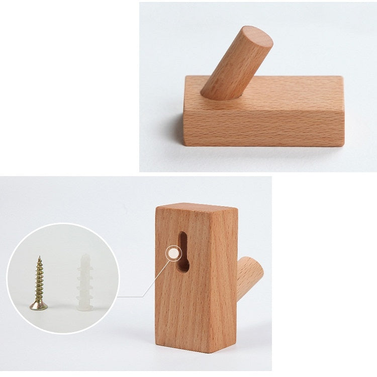 2 pezzi di ingresso in legno massello senza perforazione dietro la porta sul muro gancio appendiabiti appiccicoso, Beech Wood, Oak, Black Walnut