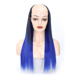 Parrucca mezzo copricapo Parrucca a forma di U con capelli lisci lunghi, 1.US-1B# Black, 2.US-1BT0906 #, 3. Black Gradient Sapphire Blue, 4.US-2# Natural Black, 5.US-4# Brown Black, 6.US-4H27#, 7.US-4M30# Linen, 8.US-4M33# Chestnut Color, 9.US-8#      ...