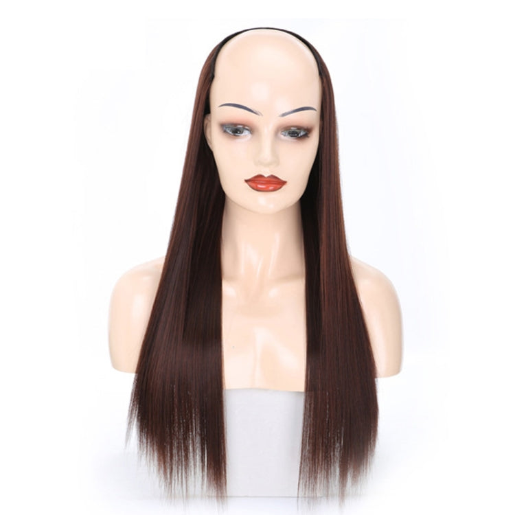 Parrucca mezzo copricapo Parrucca a forma di U con capelli lisci lunghi, 1.US-1B# Black, 2.US-1BT0906 #, 3. Black Gradient Sapphire Blue, 4.US-2# Natural Black, 5.US-4# Brown Black, 6.US-4H27#, 7.US-4M30# Linen, 8.US-4M33# Chestnut Color, 9.US-8#      ...