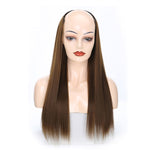 Parrucca mezzo copricapo Parrucca a forma di U con capelli lisci lunghi, 1.US-1B# Black, 2.US-1BT0906 #, 3. Black Gradient Sapphire Blue, 4.US-2# Natural Black, 5.US-4# Brown Black, 6.US-4H27#, 7.US-4M30# Linen, 8.US-4M33# Chestnut Color, 9.US-8#      ...