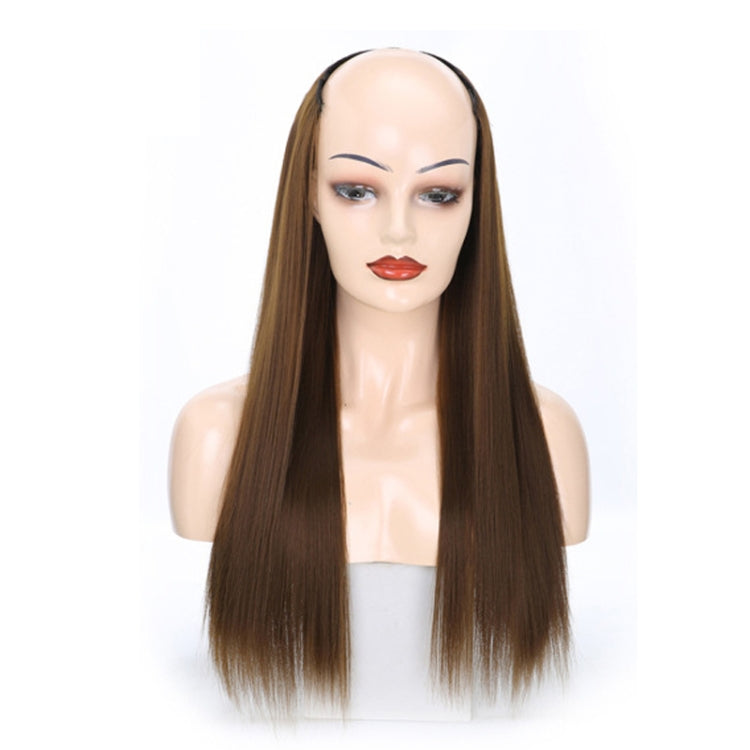 Parrucca mezzo copricapo Parrucca a forma di U con capelli lisci lunghi, 1.US-1B# Black, 2.US-1BT0906 #, 3. Black Gradient Sapphire Blue, 4.US-2# Natural Black, 5.US-4# Brown Black, 6.US-4H27#, 7.US-4M30# Linen, 8.US-4M33# Chestnut Color, 9.US-8#      ...