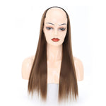 Parrucca mezzo copricapo Parrucca a forma di U con capelli lisci lunghi, 1.US-1B# Black, 2.US-1BT0906 #, 3. Black Gradient Sapphire Blue, 4.US-2# Natural Black, 5.US-4# Brown Black, 6.US-4H27#, 7.US-4M30# Linen, 8.US-4M33# Chestnut Color, 9.US-8#      ...