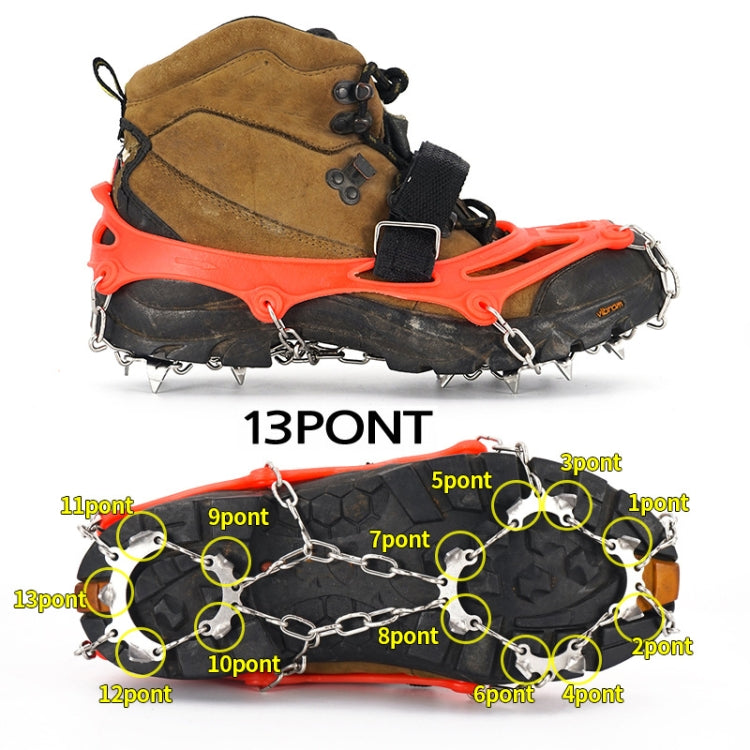 Ramponi da arrampicata per alpinismo da esterno in acciaio inossidabile da 13 denti Copriscarpe antiscivolo da trekking, dimensioni:, 13 Teeth M（Orange）