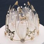 Fata libellula fata torta decorazione corona nuziale cottura ornamenti di compleanno, Crown Cake Decoration